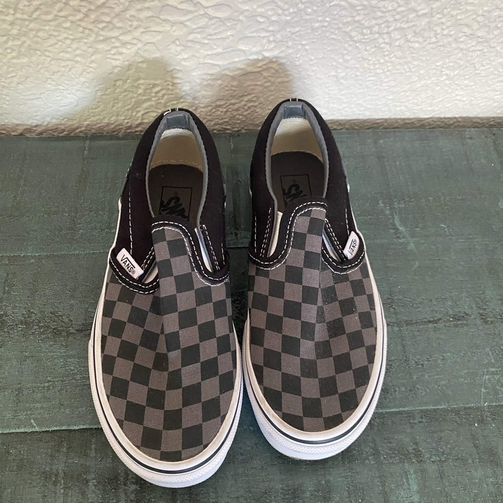 Vans Slip-On Checkerboard Canvas Sneakers - Black & Gray